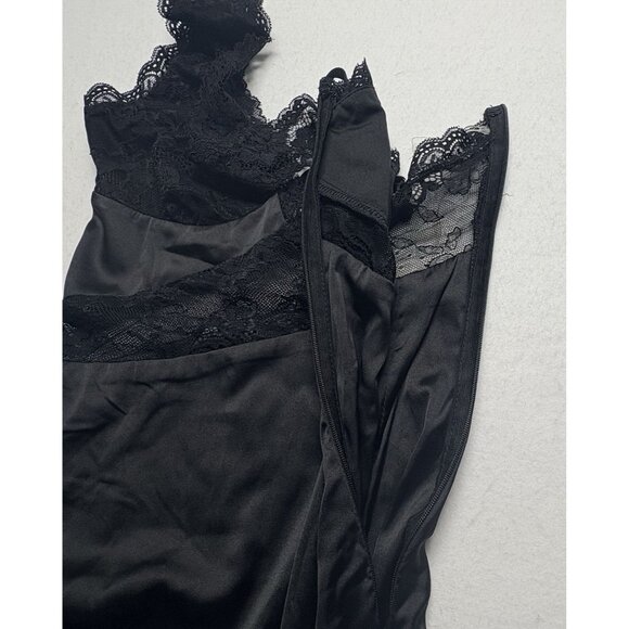 OUTCAST Women Satin Lace Jessica Mini Dress Sz XS Black Alluring Sleek Sexy 5-10 - Picture 6 of 16